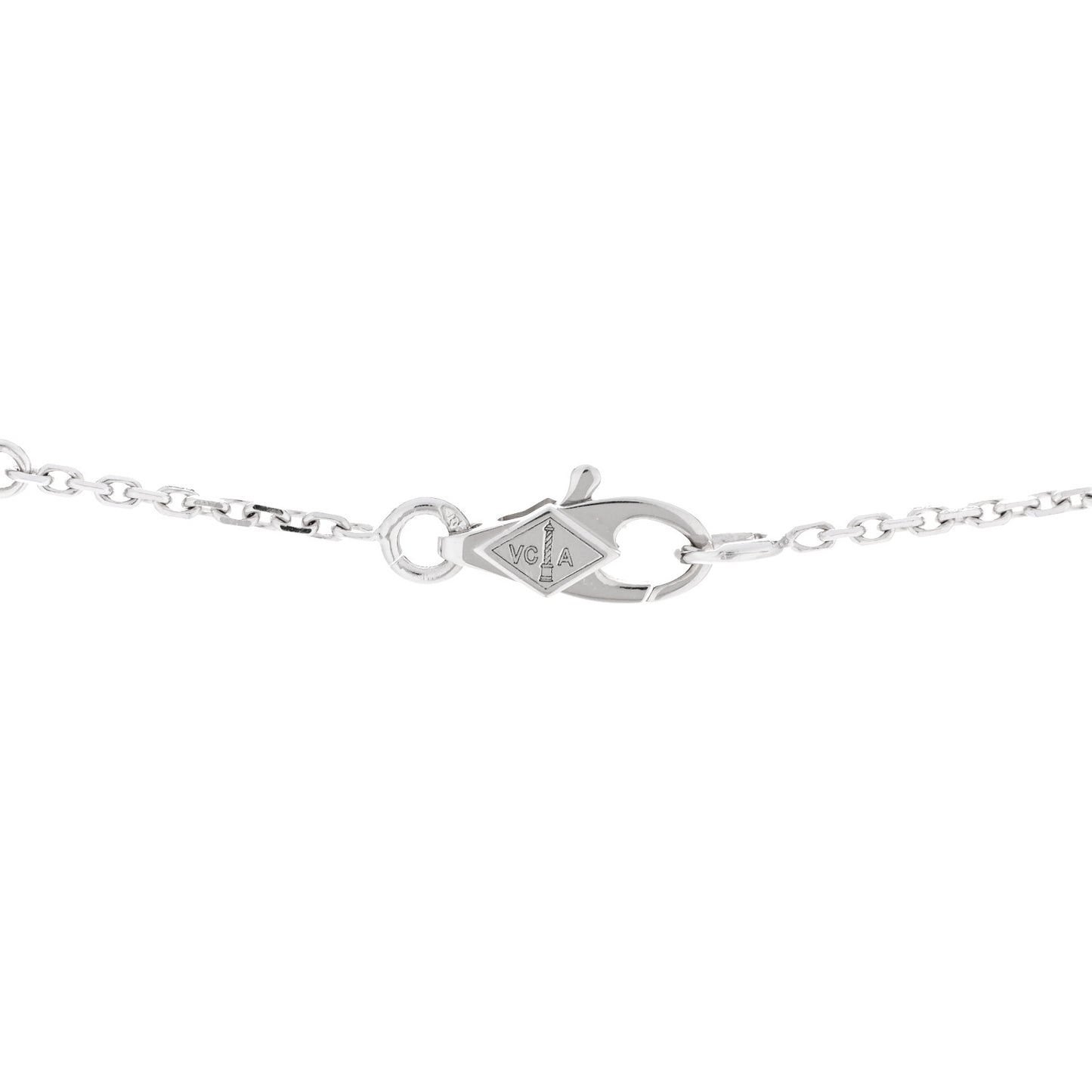 18K White Gold Diamond Sweet Alhambra Pendant Necklace