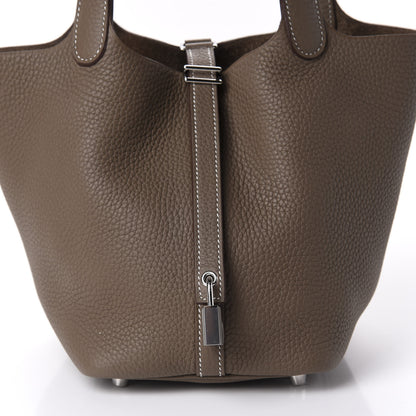 Hermes Taurillon Clemence Picotin Lock 18 PM Etoupe 10 of 11