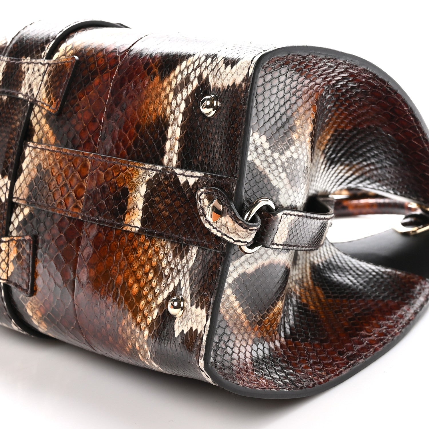 Gucci Snakeskin Stirrup Medium Top Handle Bag Brown 9 of 9