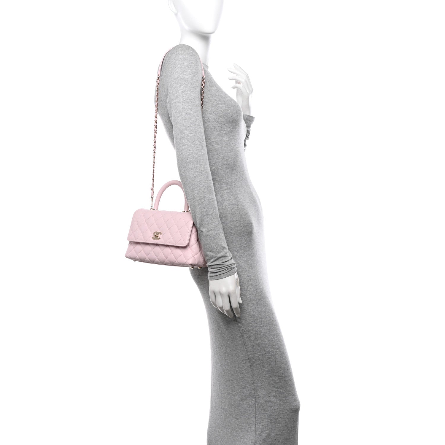 Chanel Caviar Quilted Mini Coco Handle Flap Light Pink 2 of 10