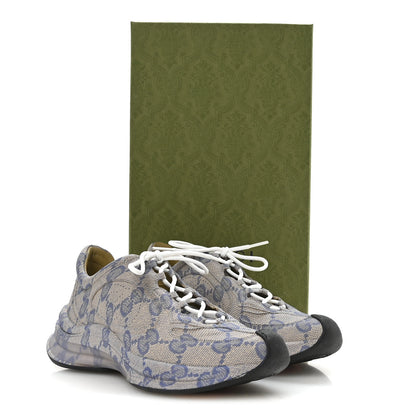 Gucci Ultralight Plume Calfskin Monogram Printed Womens Gucci Run Sneakers 37 Beige Blue 9 of 9