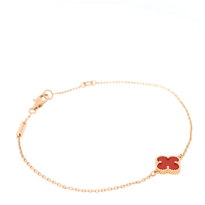 Van Cleef & Arpels 18K Rose Gold Carnelian Sweet Alhambra Bracelet 1 of 7