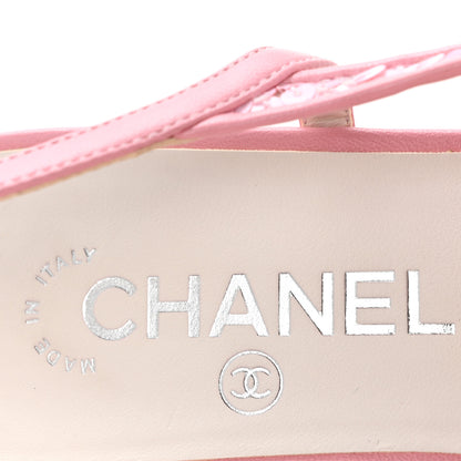 Chanel Sequins Satin Cap Toe CC Slingback Flat 38.5 Pink Black 8 of 10