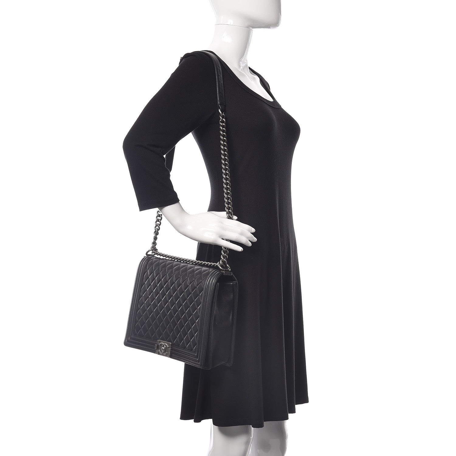 Chanel Lambskin Quilted Large Boy Flap Black 2 of 11