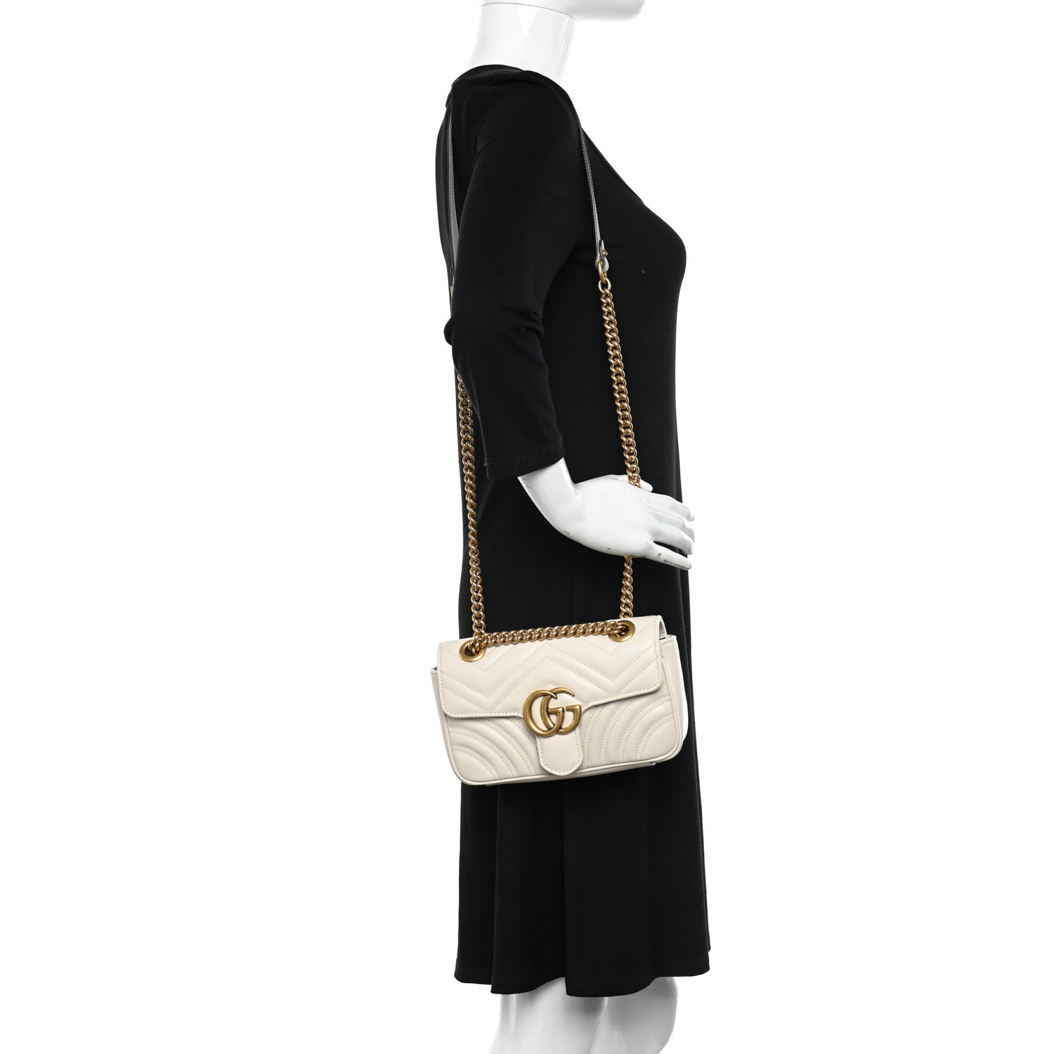 Gucci Calfskin Matelasse Mini GG Marmont Shoulder Bag White 2 of 10