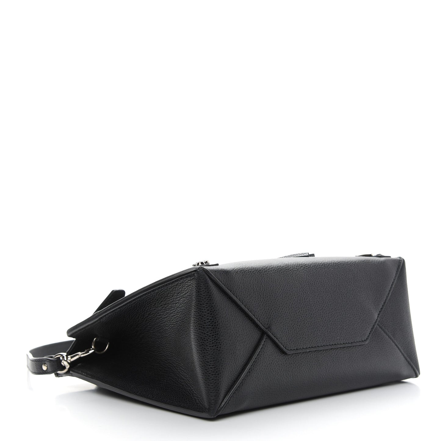 Grained Calfskin Papier Mini Flap Tote Black