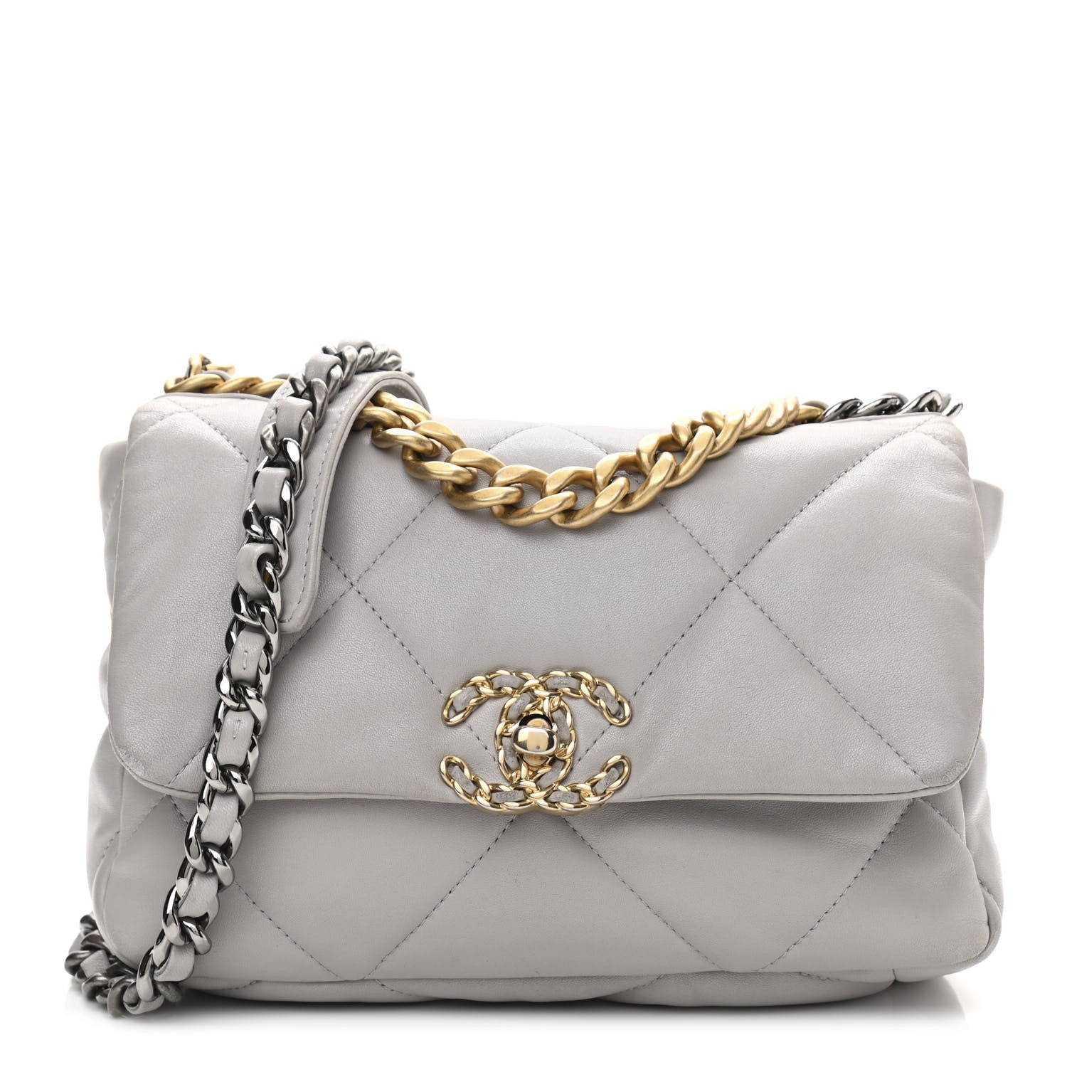 Chanel Lambskin Quilted Medium Chanel 19 Flap Grey 1 of 16