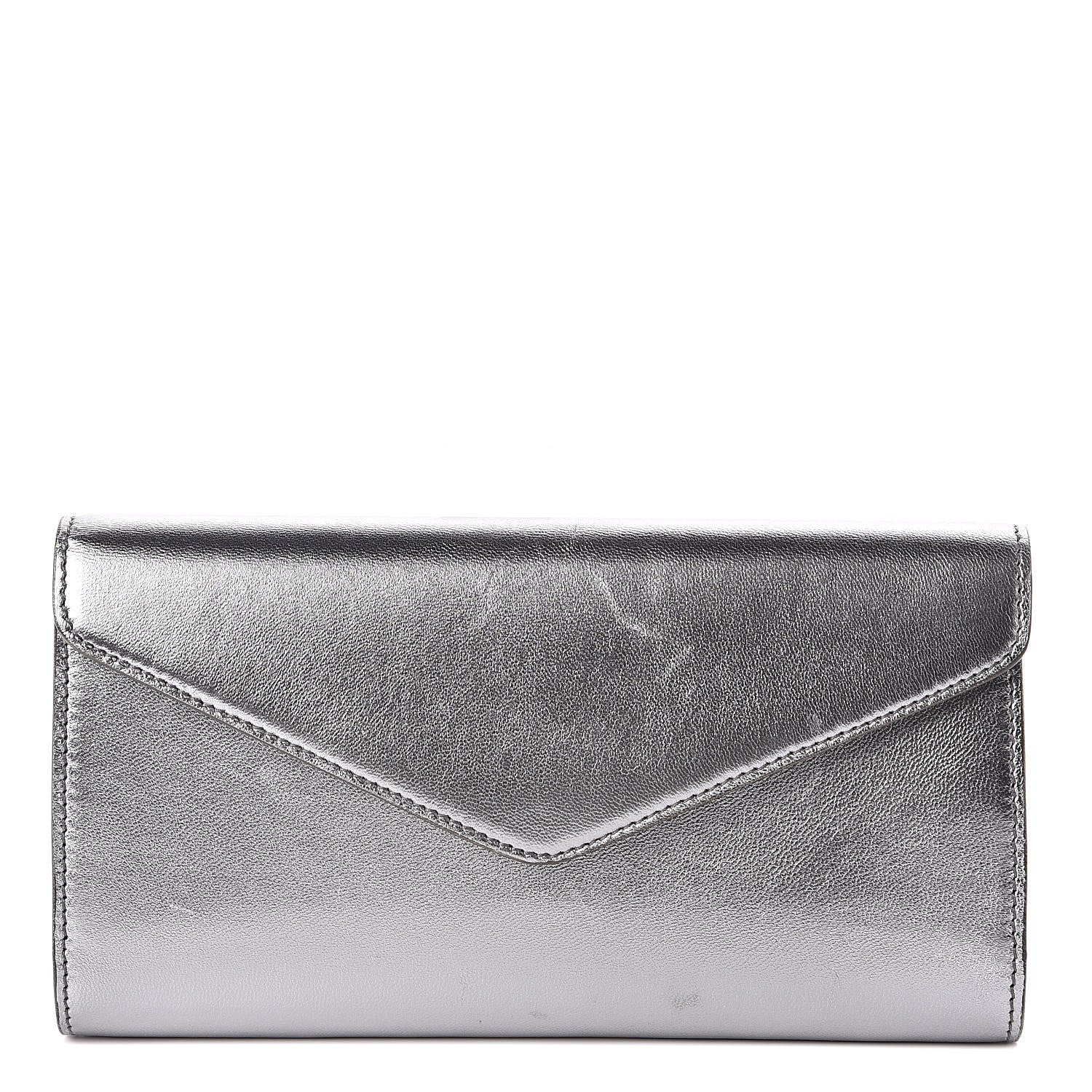 Saint Laurent Metallic Calfskin Y-Mail Clutch Silver 1 of 9