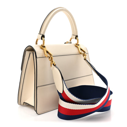 Gucci Calfskin Sylvie Web Small Queen Margaret Top Handle Bag White 3 of 15