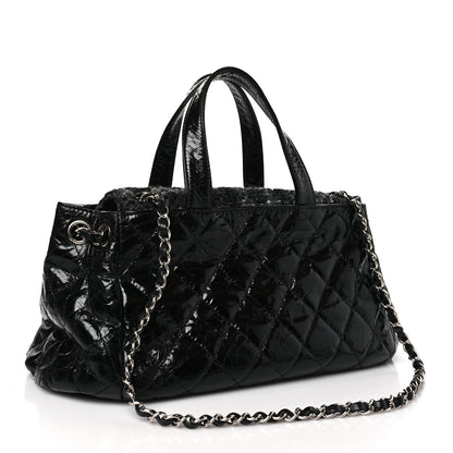 Chanel Glazed Calfskin Quilted Tweed Portobello Tote Black 3 of 9