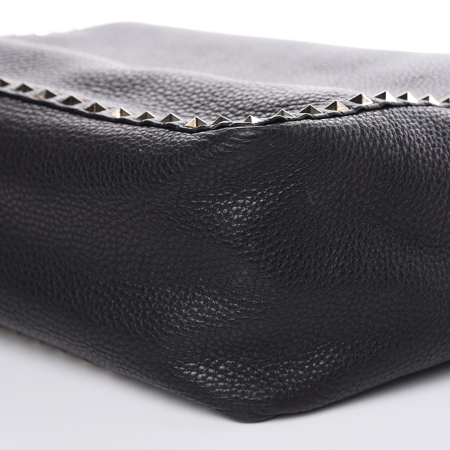 Grained Calfskin Medium Rockstud Reversible Tote Black Ivory