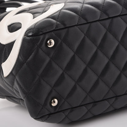 Chanel Calfskin Quilted Large Cambon Bowler Black White 12 of 15