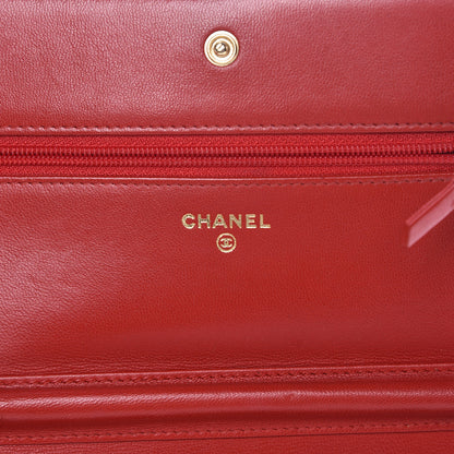 Chanel Lambskin Quilted Boy Wallet On Chain WOC Red 8 of 18