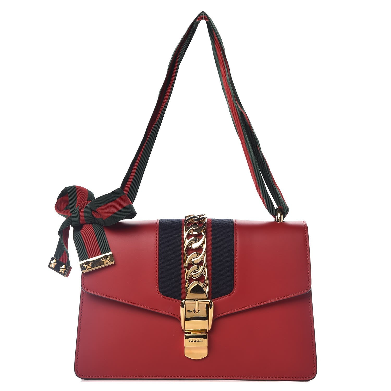 Gucci Calfskin Small Sylvie Shoulder Bag Hibiscus Red 1 of 10