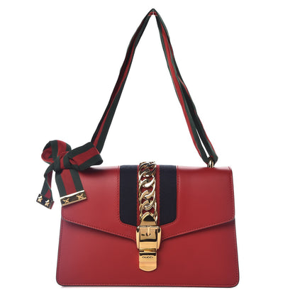 Gucci Calfskin Small Sylvie Shoulder Bag Hibiscus Red 1 of 10