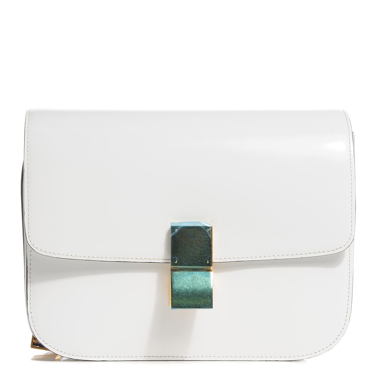 Spazzolato Calfskin Medium Classic Box Flap Bag White
