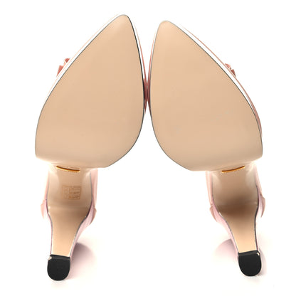 Gucci Patent Crystal GG Bow Sadie Spike Ankle Strap d'Orsay Platform High Heel Pumps 40 Perfect Pink 5 of 8