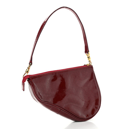 Christian Dior Patent Monogram Mini Saddle Pochette Red 3 of 10