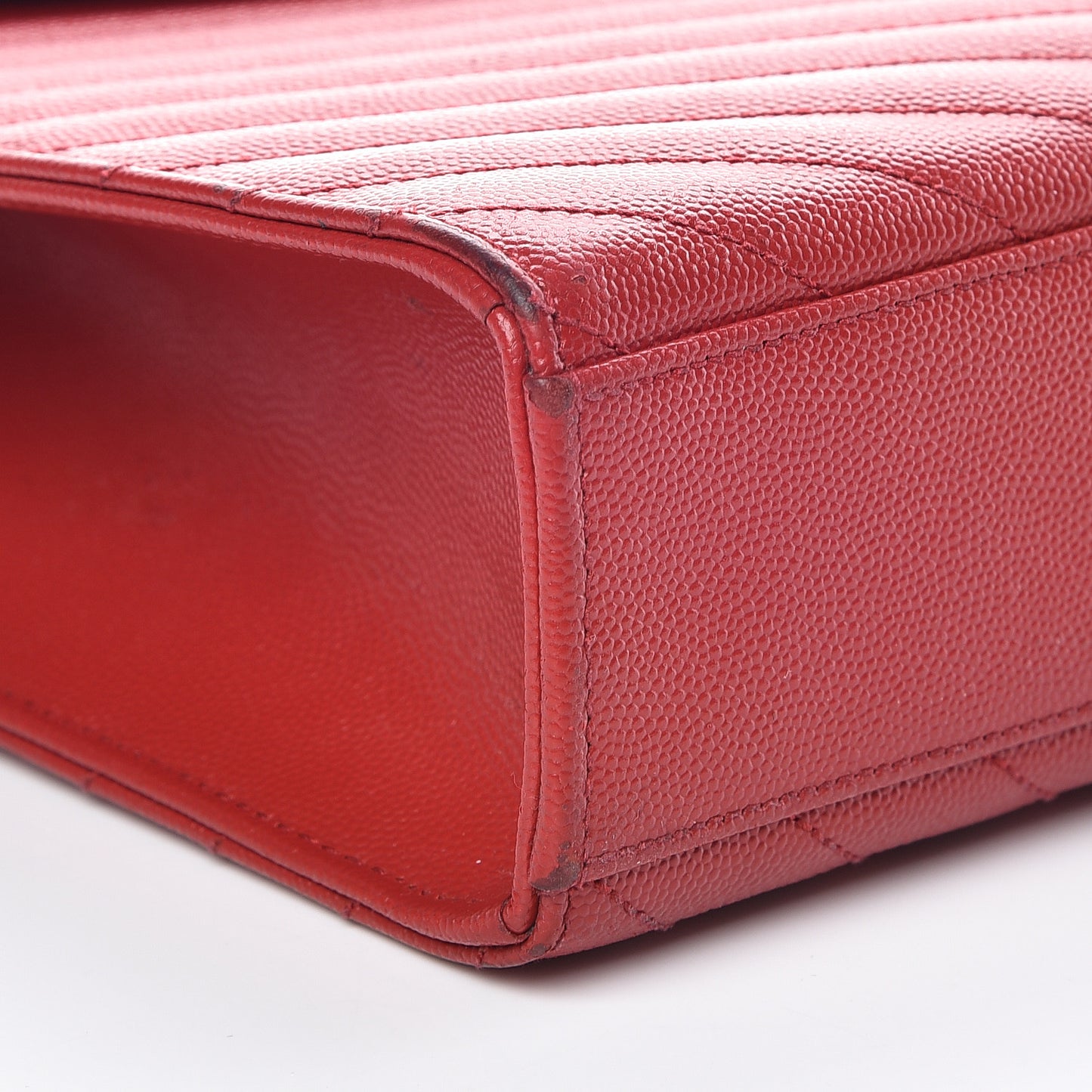 Grain De Poudre Matelasse Chevron Large Monogram Satchel Lipstick Red