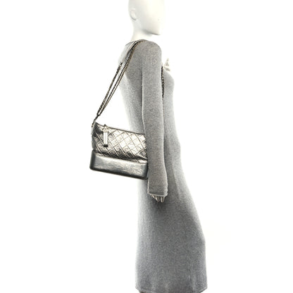Chanel Metallic Lambskin Calfskin Quilted Medium Gabrielle Hobo Silver 2 of 10