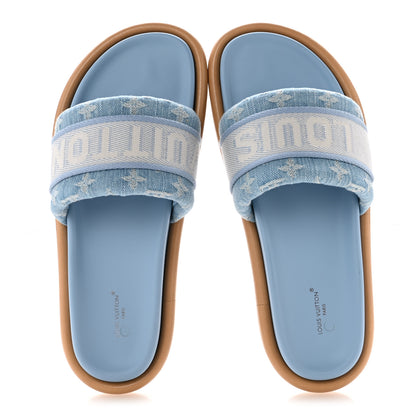 Louis Vuitton Monogram Denim LV Bliss Womens Comfort Mules 41 Turquoise 2 of 10