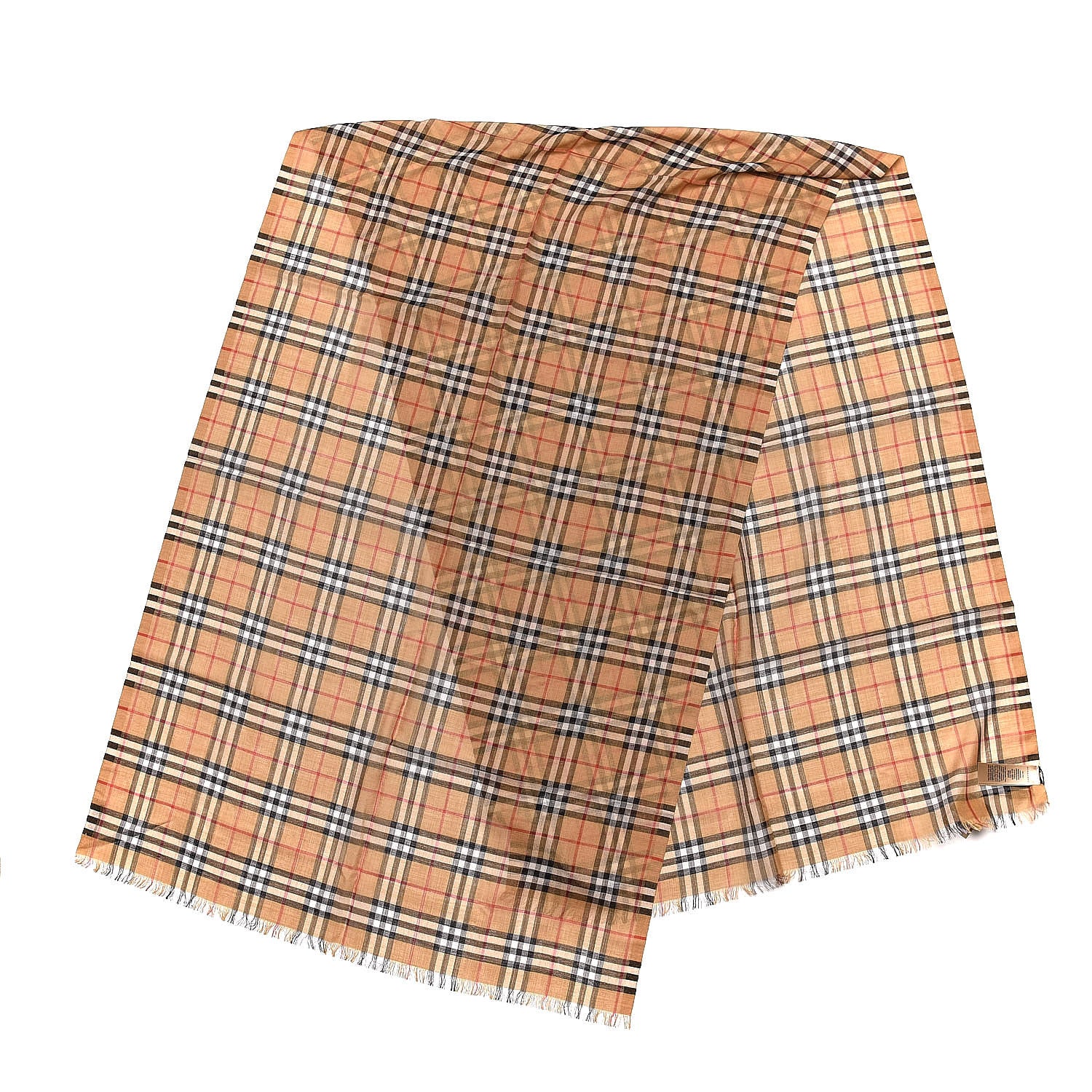 Burberry Wool Silk Gauze Vintage Check Scarf Antique Yellow 3 of 5
