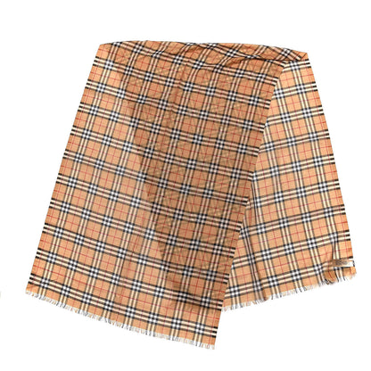 Burberry Wool Silk Gauze Vintage Check Scarf Antique Yellow 3 of 5