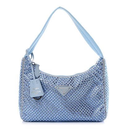 Prada Satin Crystal Mini Re-Edition 2000 Bag Celeste 1 of 10