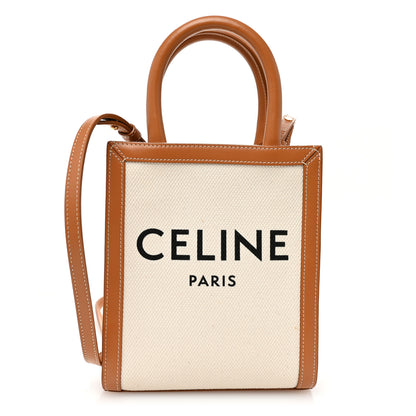 Celine Canvas Calfskin Mini Vertical Cabas Natural Tan 1 of 9