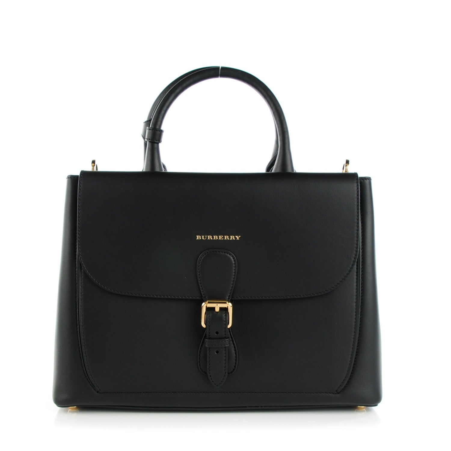 Burberry Smooth Calfskin Saddle Tote Black 1 of 7