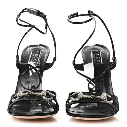 Gucci Malaga Kid Crystal Strappy Horsebit Sandals 39.5 Black 3 of 10