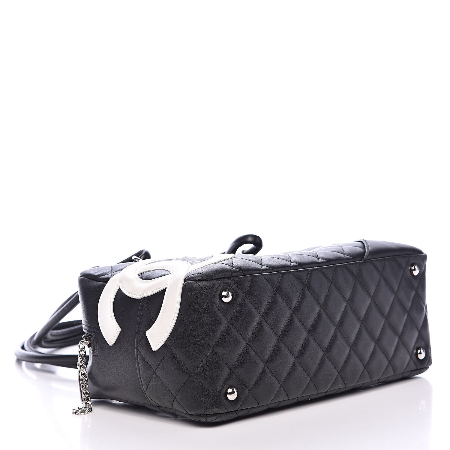 Chanel Calfskin Quilted Large Cambon Bowler Black White 4 of 15