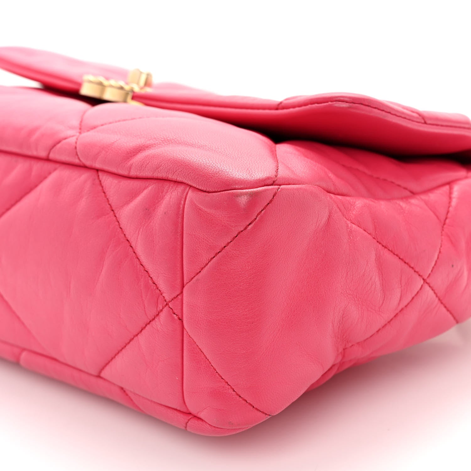 Chanel Goatskin Quilted Large Chanel 19 Flap Dark Pink 10 of 11