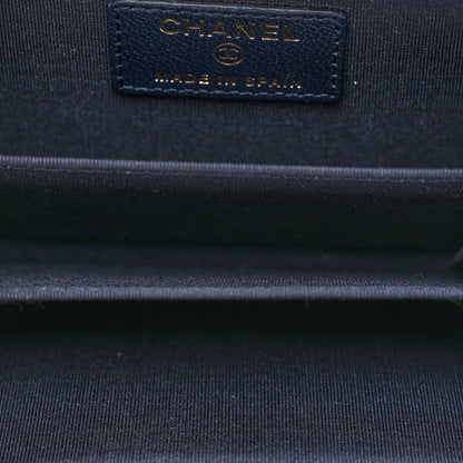 Chanel Sheepskin Quilted Vintage Mademoiselle Zip Coin Purse Navy Blue 5 of 8
