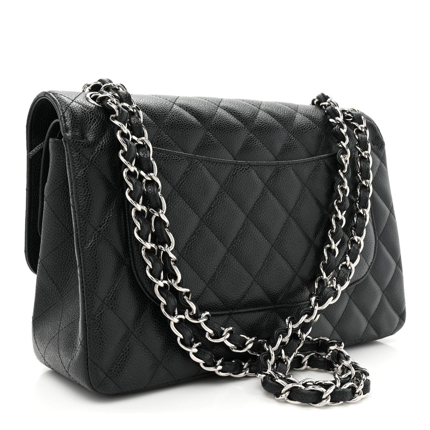 Caviar Quilted Jumbo Double Flap Black