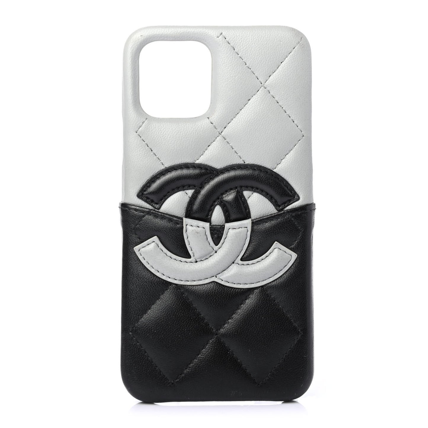 Lambskin Quilted iPhone Pro Max Case Grey Black