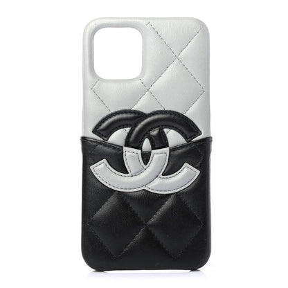 Chanel Lambskin Quilted iPhone Pro Max Case Grey Black 1 of 4