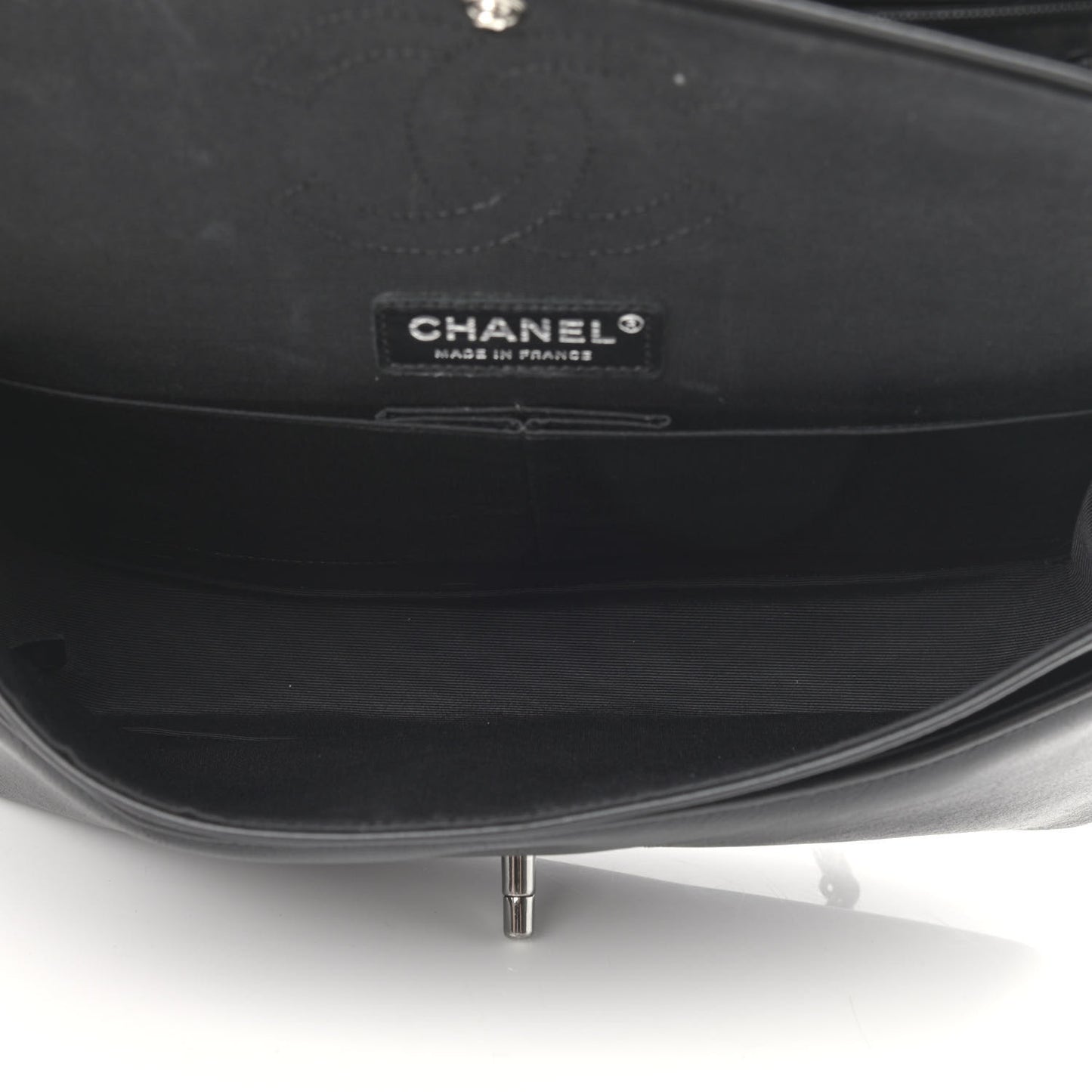 Calfskin Medium Classic Pure Double Flap Black