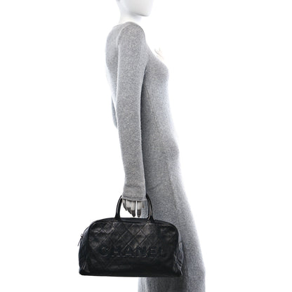 Chanel Calfskin Patent Quilted Bowler Black 3 of 13