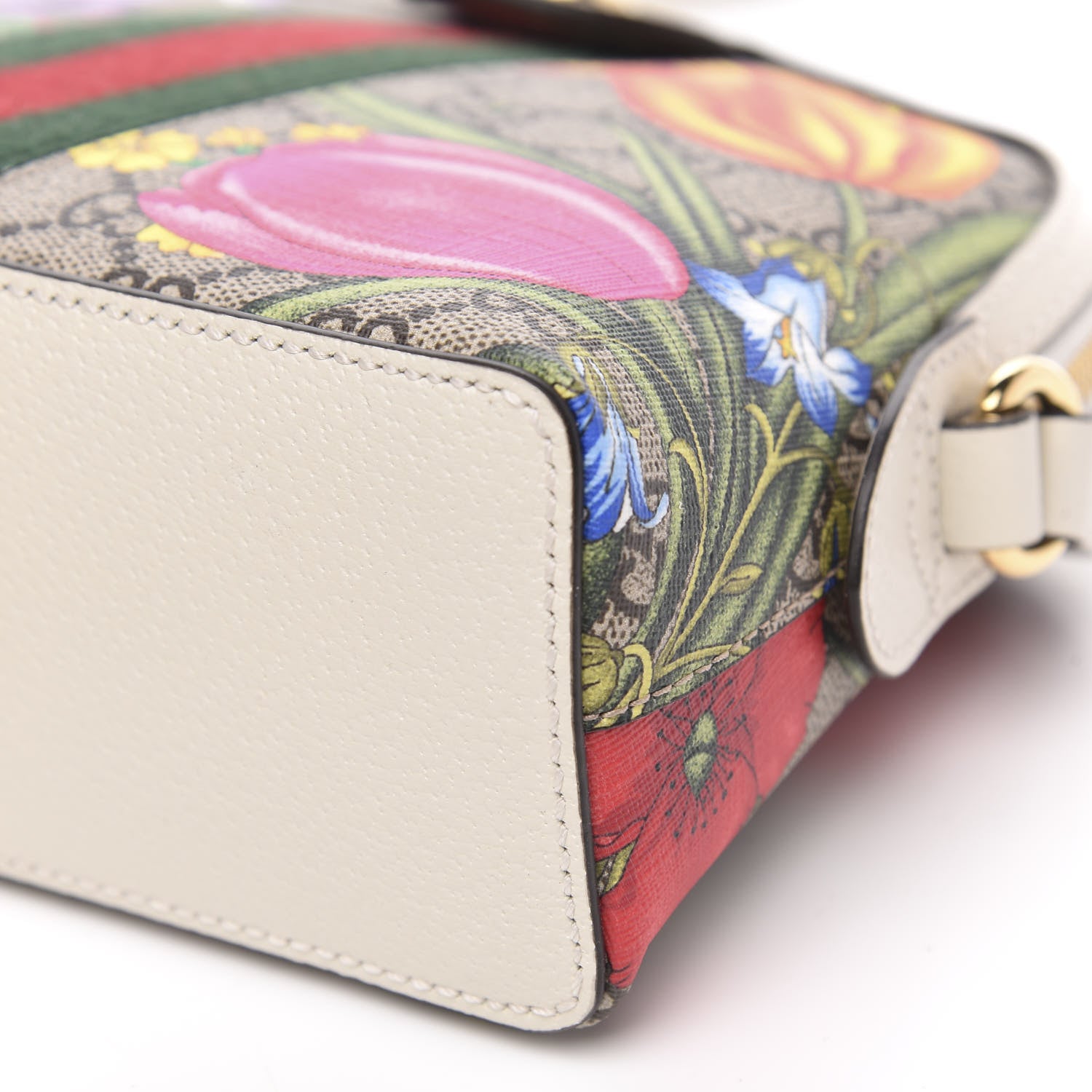 Gucci GG Supreme Monogram Flora Web GG Small Ophidia Dome Shoulder Bag White 10 of 12