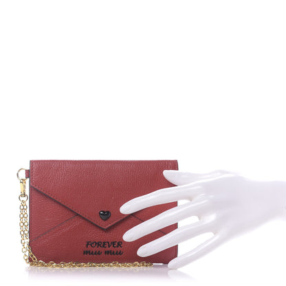 Miu Miu Goatskin Madras Forever Envelope Chain Pouch Rubino 2 of 12