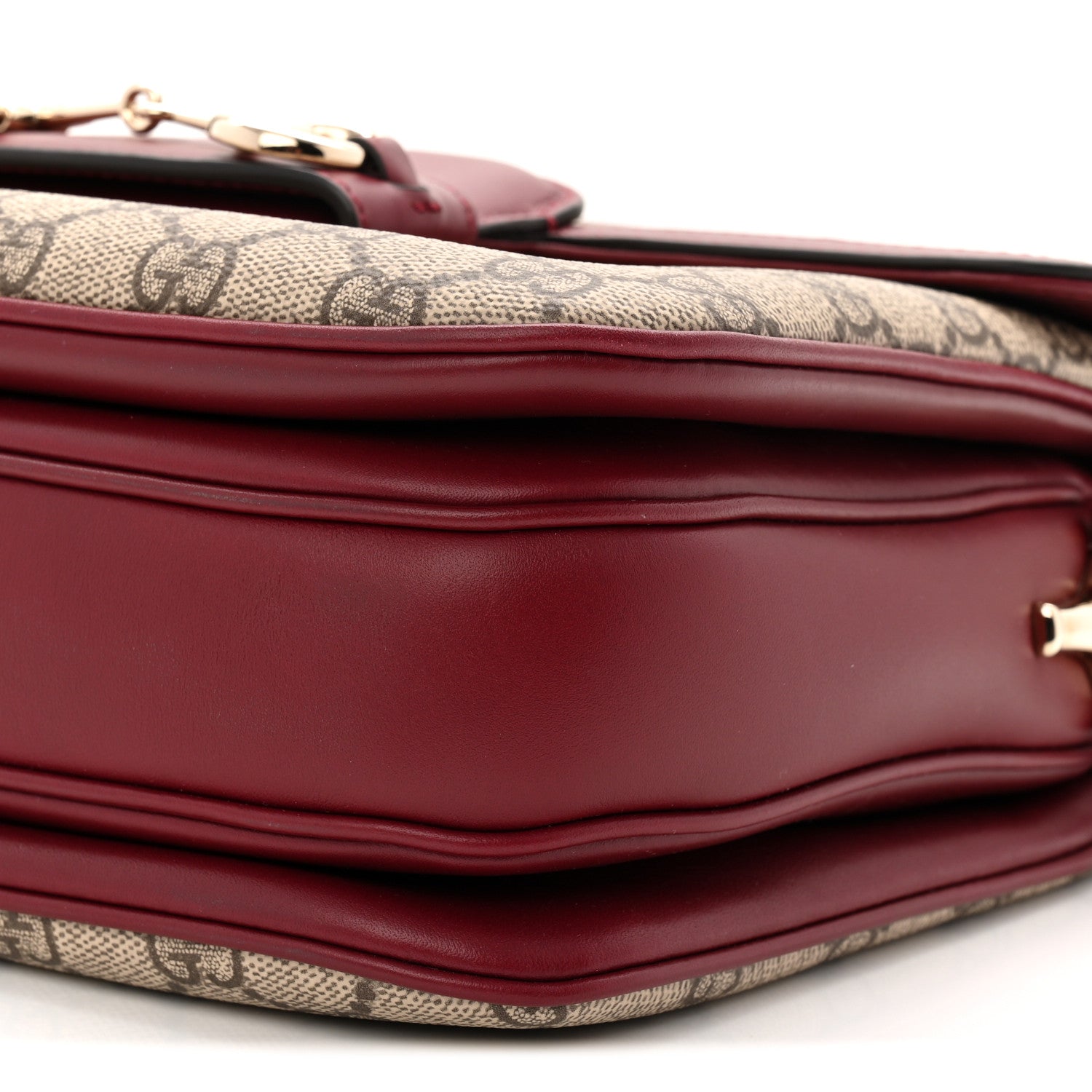 Gucci GG Supreme Monogram Horsebit 1955 Soft Small Shoulder Bag Beige Ebony Rosso Ancora 10 of 12