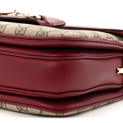 Gucci GG Supreme Monogram Horsebit 1955 Soft Small Shoulder Bag Beige Ebony Rosso Ancora 10 of 12