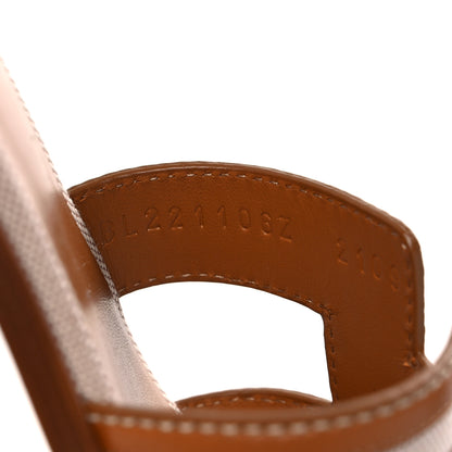 Hermes Calfskin Canvas Oran Sandals 36.5 Noisette Beige Dore 8 of 11