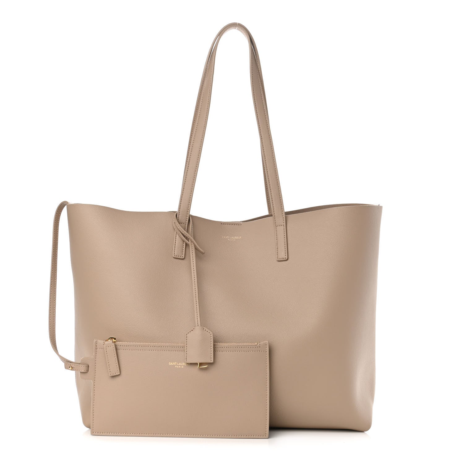Saint Laurent Calfskin Large Shopping Tote Dark Beige 1 of 10