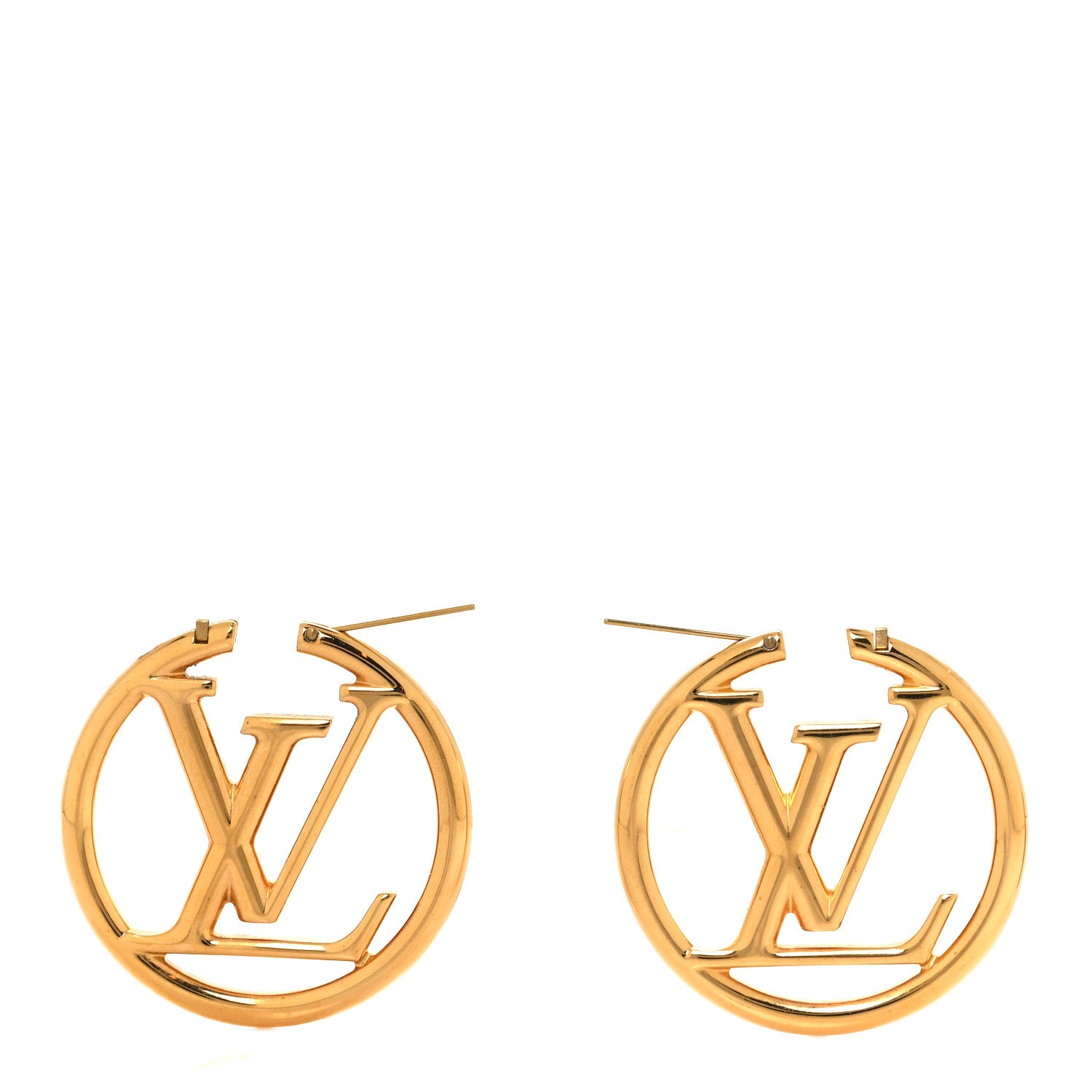 Louis Vuitton Metal Louise Hoop Earrings Gold 3 of 5
