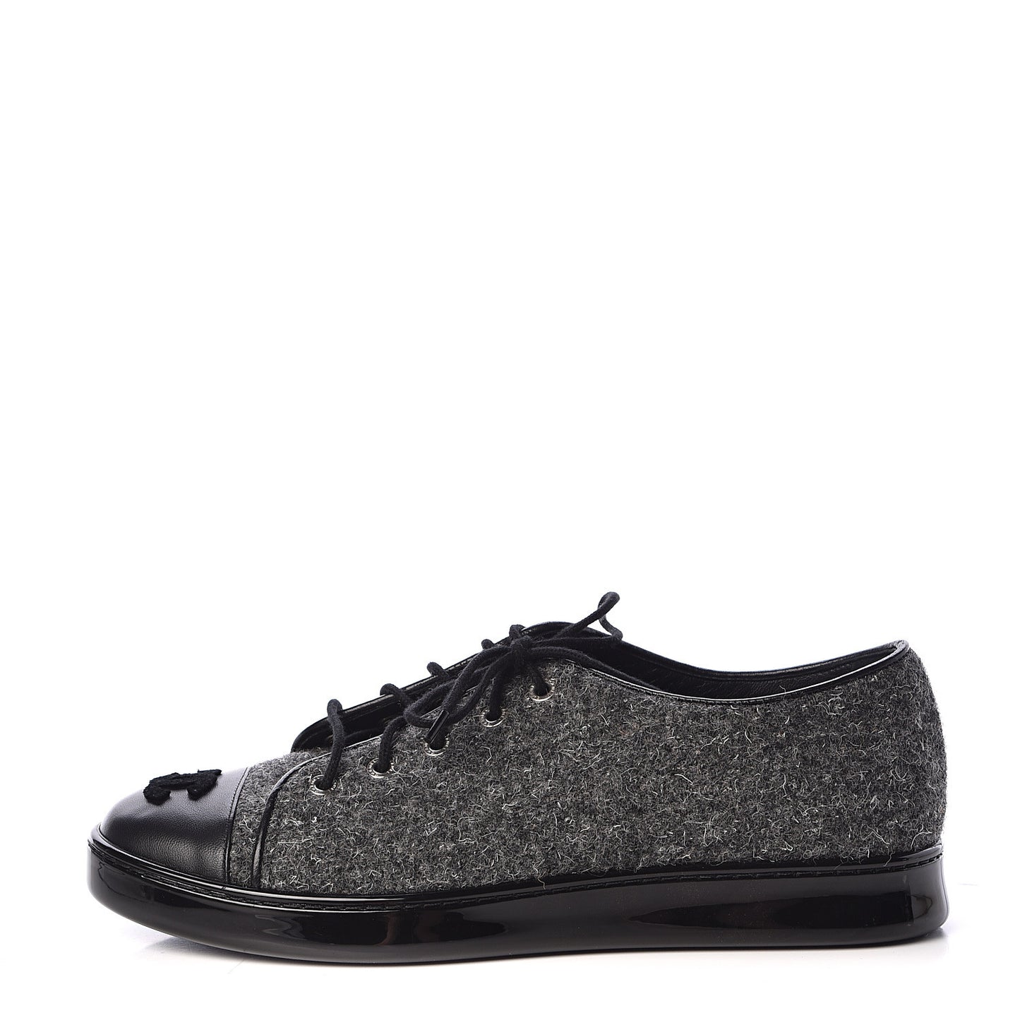 Fabric Calfskin Low Top Sneakers 39 Dark Grey