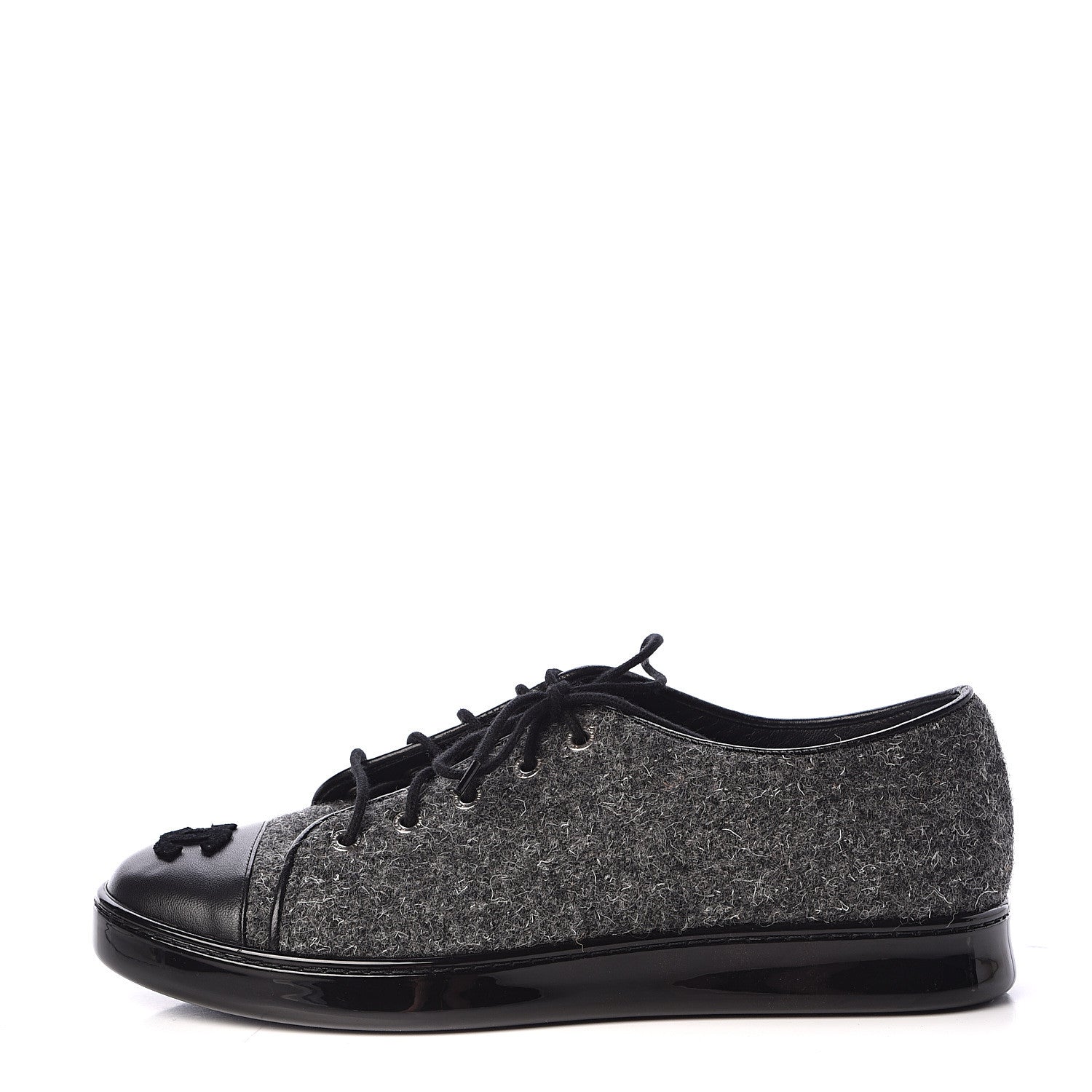 Chanel Fabric Calfskin Low Top Sneakers 39 Dark Grey 1 of 9