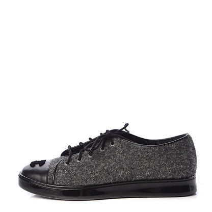 Chanel Fabric Calfskin Low Top Sneakers 39 Dark Grey 1 of 9