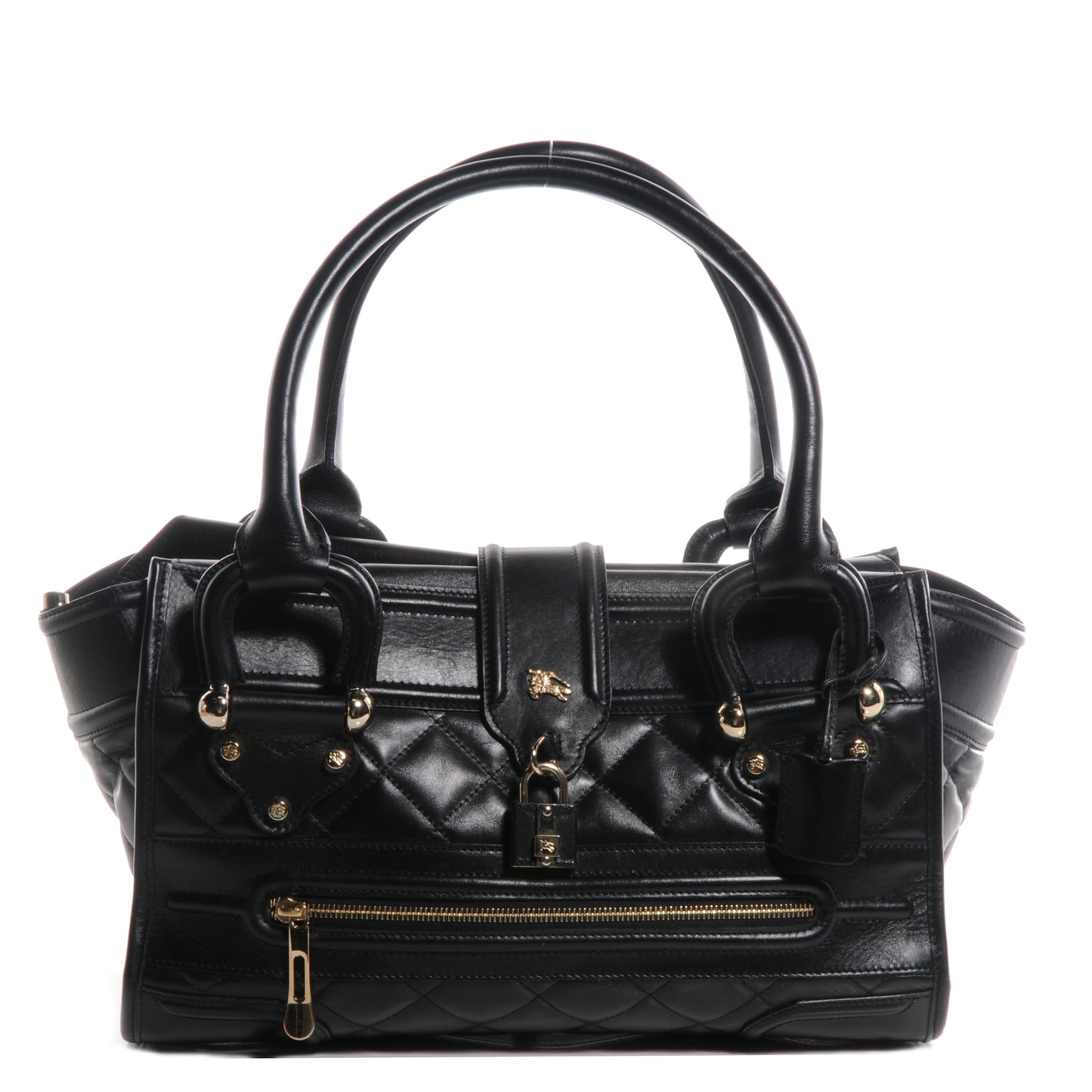 Leather Quilted Large Manor Tote Black
